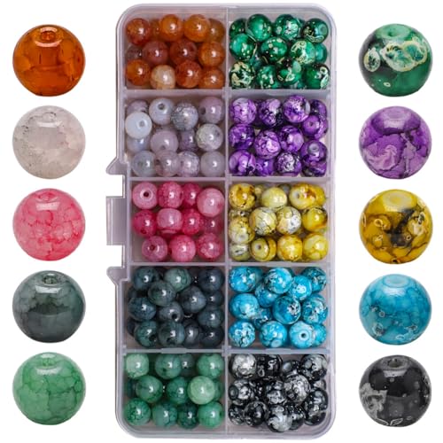 Runde Natürliche Amazonit Perlen, Edelstein Perlen Naturstein Perlen,Mehrfarbig Perlen zum Auffädeln,Natürliche Steinperlen Amazonit Edelstein Perlen(200 Stück 8 mm) von Funklu