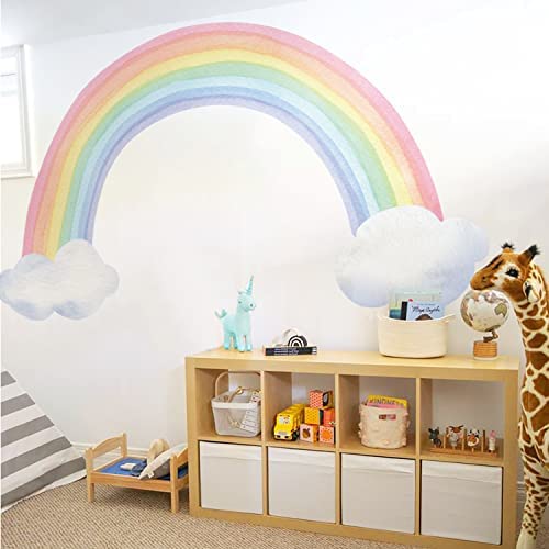 Funlife Regenbogen und Wolken Wandaufkleber zum Abziehen und Aufkleben für Kinderzimmer Wohnzimmer Spielzimmer Regenbogen + Wolken von Funlife