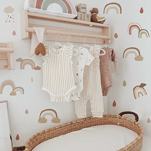 funlife 108 Stück Wandaufkleber für Kinderzimmer Babyzimmer, selbstklebende PVC-Wandtattoo Wandsticker, Boho-Stil-Aufkleber für Mädchen Jungen Baby, Regenbogen & Wolke von Funlife