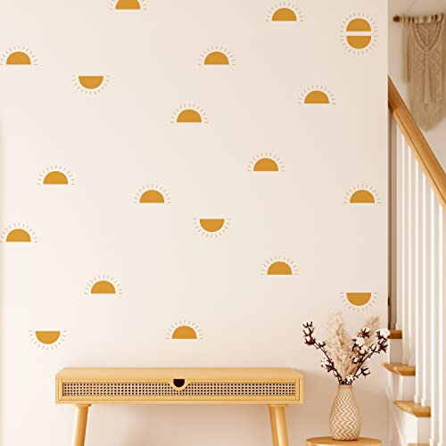 funlife 36 Stück Wandaufkleber für Kinderzimmer Babyzimmer, selbstklebende PVC-Wandtattoo Wandsticker, Boho-Stil-Aufkleber für Mädchen Jungen Baby, Gelb Halbsonne funlife 36 Stück Wandaufkleber für Kinderzimmer Babyzimmer, selbstklebende PVC-Wandtattoo Wandsticker, Boho-Stil-Aufkleber für Mädchen Jungen Baby, Gelb Halbsonne von Funlife