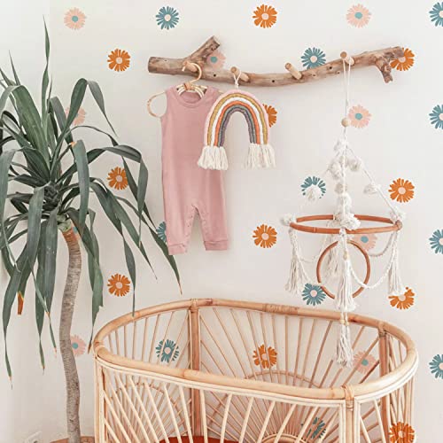 funlife 72 Stück Kamillen Blumen Boho Stil Wandaufkleber Wandsticker für Kinderzimmer, Boho Herbst Blumen Muster matte Wandtattoos, Selbstklebende PVC Wand Kunst Deko für weiße Wand, Boho Kamillen von Funlife