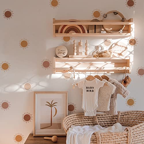 funlife 72 Stück Wandaufkleber für Kinderzimmer Babyzimmer, selbstklebende PVC-Wandtattoo Wandsticker, Boho-Stil-Aufkleber für Mädchen Jungen Baby, Boho Sonne von Funlife