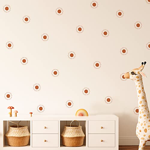 funlife 72 Stück Wandaufkleber für Kinderzimmer Babyzimmer, selbstklebende PVC-Wandtattoo Wandsticker, Boho-Stil-Aufkleber für Mädchen Jungen Baby, Boho kleine Sonne von Funlife