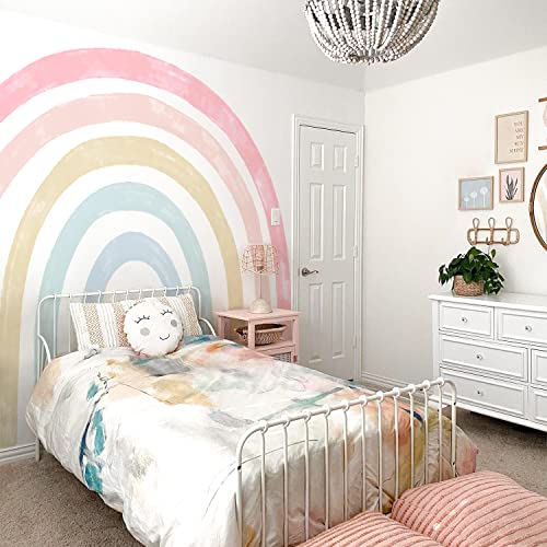 funlife Fabric Wandaufkleber mit weicher Stoffeffekt, selbstklebend Pastell-Regenbogen Wandsticker Wandbild der Kinder, Wandtattoos für Kinderzimmer Babyzimmer Schlafzimmer, 240x210cm von Funlife