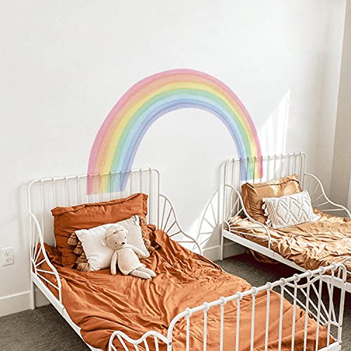 funlife Fabric Wandaufkleber mit weicher Stoffeffekt, selbstklebend Pastell bunt Regenbogen Wandsticker Wandbild für Kinder, bunte Wandtattoos für Kinderzimmer Babyzimmer Schlafzimmer, Größe M von Funlife