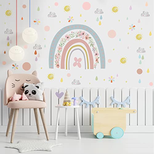 funlife Regenbogen Blumen, Boho Sonne, Regentropfen Set selbstklebend Wandaufkleber, bunte Wandsticker für Kinder, Baby, Mädchen, Jungen, transparent PVC Wandtattoo, DIY Wanddeko Wandbild Kinderzimmer funlife Regenbogen Blumen, Boho Sonne, Regentropfen Set selbstklebend Wandaufkleber, bunte Wandsticker für Kinder, Baby, Mädchen, Jungen, transparent PVC Wandtattoo, DIY Wanddeko Wandbild Kinderzimmer von Funlife