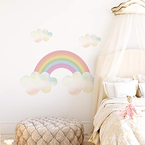 funlife Regenbogen Wandaufkleber mit irisierender Wolken, selbstklebend Wandsticker Regenbogen Boho-Wandtattoo für Kinder, Mädchen, Kinderzimmer, Babyzimmer, wasserdichte Wanddeko Wandbild 40x116 cm von Funlife