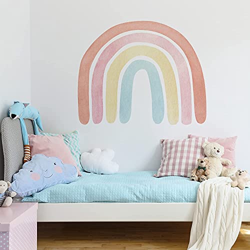 funlife Wasserfarben-Regenbogen Wandaufkleber, selbstklebend Wandsticker groß Regenbogen Aquarell Boho-Wandtattoo für Kinder, Mädchen, Kinderzimmer, Babyzimmer, wasserdicht Wandbild 40x116 cm von Funlife