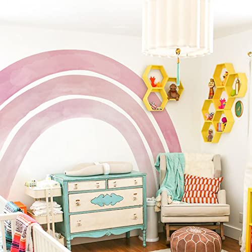 funlife groß Pink Regenbogen Wandaufkleber weicher Stoffeffekt selbstklebend, Wandsticker Fabric-Wandtattoo für Kinderzimmer Babyzimmer Schlafzimmer, reißfeste Stoff-Oberfläche Größe 222X118cm von Funlife