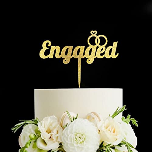 Engaged Wedding Cake Topper, Vow Renewal Cake Topper, Elegant Anniversary Cake Topper, Einzigartiges Geschenk für Hochzeit, Verlobung, Jahrestag, Gold von Funlucy