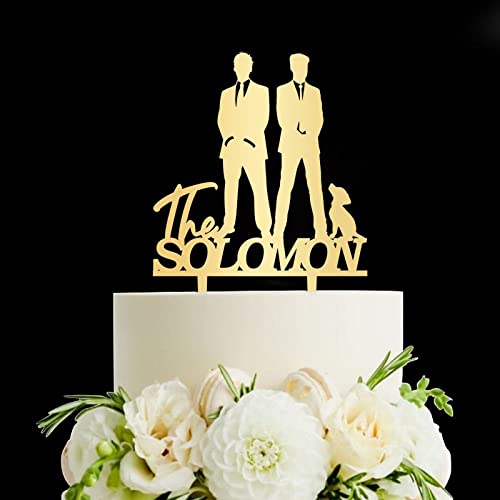 Kuchendekoration mit zwei Bräutigamen, für Hochzeit, Mr. & Mr. Hochzeit, Homosexuell, Hochzeitsdekoration, LGBT-Toppers von Funlucy