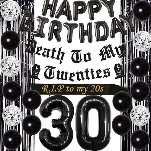 30 Geburtstag dekorationen für Ihn Ihr schwarzer Tod zu meinen Zwanzigern Banner Rip to My 20s Schärpe Nummer 30 Ballon Alles Gute zum Geburtstag Ballon Banner Folienvorhang 30 Geburtstag dekorationen für Ihn Ihr schwarzer Tod zu meinen Zwanzigern Banner Rip to My 20s Schärpe Nummer 30 Ballon Alles Gute zum Geburtstag Ballon Banner Folienvorhang von Funmemoir