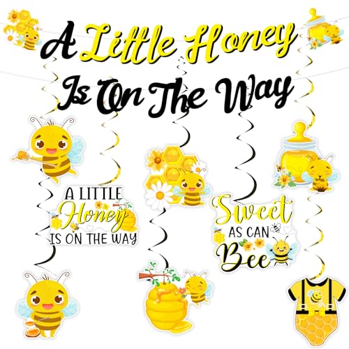 Funmemoir Bee Babyparty-Dekorationen – "A Little Honey Is on the Way" Banner & 8 hängende Wirbel mit Hummel-Designs für Babypartys mit Honigbienen-Motiv Funmemoir Bee Babyparty-Dekorationen – "A Little Honey Is on the Way" Banner & 8 hängende Wirbel mit Hummel-Designs für Babypartys mit Honigbienen-Motiv von Funmemoir