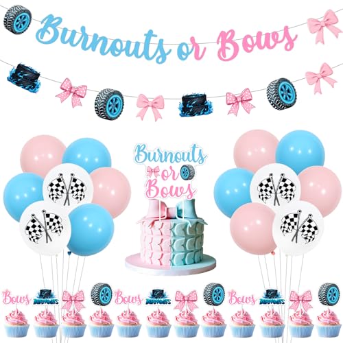 Funmemoir Burnouts or Bows Gender Reveal Dekoration Banner Girlande Kuchen Cupcake Topper Latex Ballon für Was wird Baby Be Boy or Girl Geschlecht Enthüllung Baby Shower Dekoration Funmemoir Burnouts or Bows Gender Reveal Dekoration Banner Girlande Kuchen Cupcake Topper Latex Ballon für Was wird Baby Be Boy or Girl Geschlecht Enthüllung Baby Shower Dekoration von Funmemoir