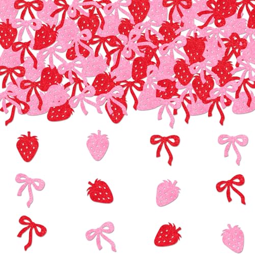 Funmemoir Erdbeer- und Schleifen-Party-Dekorationen – 200 Stück Tisch-Konfetti, rosa und rote Erdbeerschleife, Beere, süße Sommerfrucht, Party-Dekorationen für Babyparty, Geburtstag, Hochzeit Funmemoir Erdbeer- und Schleifen-Party-Dekorationen – 200 Stück Tisch-Konfetti, rosa und rote Erdbeerschleife, Beere, süße Sommerfrucht, Party-Dekorationen für Babyparty, Geburtstag, Hochzeit von Funmemoir