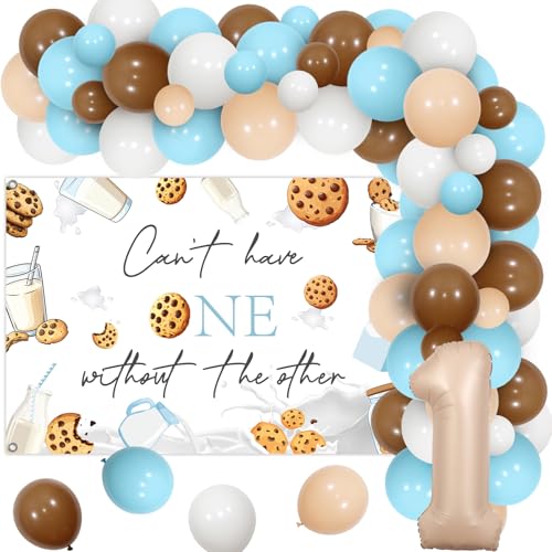 Funmemoir Erster Geburtstag Dekorationen für Zwillinge Jungen, Milch und Kekse Erster Geburtstag Dekorationen - Can't Have One Without The Other Backdrop, Balloon Garland Kit, Foil Balloons Funmemoir Erster Geburtstag Dekorationen für Zwillinge Jungen, Milch und Kekse Erster Geburtstag Dekorationen - Can't Have One Without The Other Backdrop, Balloon Garland Kit, Foil Balloons von Funmemoir