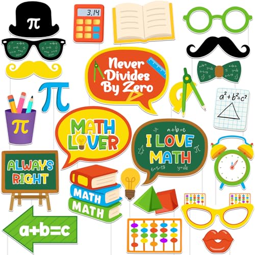 Funmemoir Foto-Requisiten für Mathe-Partys, 24 Stück, "I Love Mathe", Foto-Requisiten für Geburtstag, Klassenzimmer, Pi-Tag, Gleichungen, Mathematik-Liebhaber, Partyzubehör Funmemoir Foto-Requisiten für Mathe-Partys, 24 Stück, "I Love Mathe", Foto-Requisiten für Geburtstag, Klassenzimmer, Pi-Tag, Gleichungen, Mathematik-Liebhaber, Partyzubehör von Funmemoir