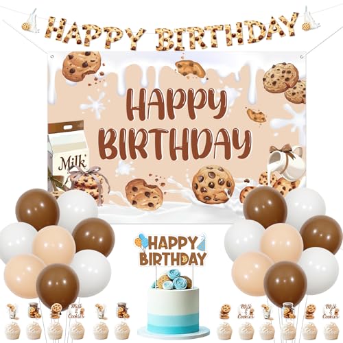 Funmemoir Geburtstagsdekorationen mit Milch- und Keks-Thema, braune Milch und Kekse, Happy Birthday-Hintergrund, Banner, Latex-Luftballons, Kuchen, Cupcake-Topper für Jungen, Mädchen, 1., 2., 3 Funmemoir Geburtstagsdekorationen mit Milch- und Keks-Thema, braune Milch und Kekse, Happy Birthday-Hintergrund, Banner, Latex-Luftballons, Kuchen, Cupcake-Topper für Jungen, Mädchen, 1., 2., 3 von Funmemoir