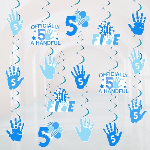 Funmemoir Hi Five Geburtstagsparty-Dekorationen für Jungen, 24 Stück Hi Five hängende Wirbel, Handabdruck-Spiralbehang, Banner, blau, offiziell eine Handvoll 5. Geburtstag, Party-Dekorationen für Funmemoir Hi Five Geburtstagsparty-Dekorationen für Jungen, 24 Stück Hi Five hängende Wirbel, Handabdruck-Spiralbehang, Banner, blau, offiziell eine Handvoll 5. Geburtstag, Party-Dekorationen für von Funmemoir