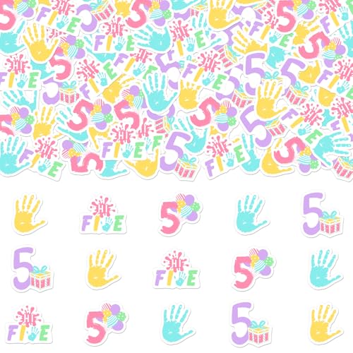 Funmemoir Hi Five Geburtstagsparty-Dekorationen für Mädchen, 200 Stück, Macaron, 5. Geburtstag, doppelseitig, Tischstreu-Konfetti für Mädchen, Hi-Five-Geburtstagsdekorationen, Zubehör von Funmemoir