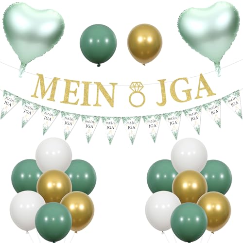 Funmemoir JGA Deko Frauen Grün Junggesellenabschied Braut Deko Mein Jga Banner Dreieckige Fahne Banner Herzförmige Folienballons für Junggesellenabschied JGA Braut Dekorationen Funmemoir JGA Deko Frauen Grün Junggesellenabschied Braut Deko Mein Jga Banner Dreieckige Fahne Banner Herzförmige Folienballons für Junggesellenabschied JGA Braut Dekorationen von Funmemoir