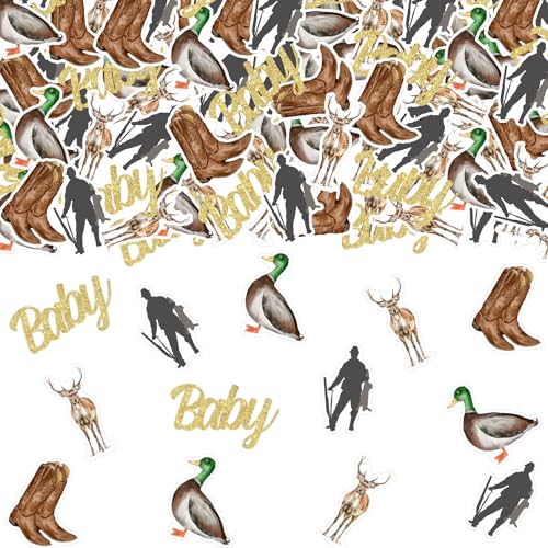 Funmemoir Jagd-Babyparty-Dekorationen für Jungen, 200 Stück, Jagd, Babyparty, Konfetti, doppelseitig, Tischdekoration, Streukonfetti für Jagd, Motto It's a Boy, Babyparty-Dekorationen von Funmemoir