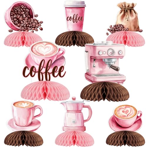 Funmemoir Kaffee-Party-Dekorationen, rosa – 8 Stück, Kaffee-Waben-Mittelstücke für Mädchen, Café, Latte, Geburtstag, Brautparty, Babyparty, Party-Dekorationen, Café, Bar, Haus, Geschäft Funmemoir Kaffee-Party-Dekorationen, rosa – 8 Stück, Kaffee-Waben-Mittelstücke für Mädchen, Café, Latte, Geburtstag, Brautparty, Babyparty, Party-Dekorationen, Café, Bar, Haus, Geschäft von Funmemoir