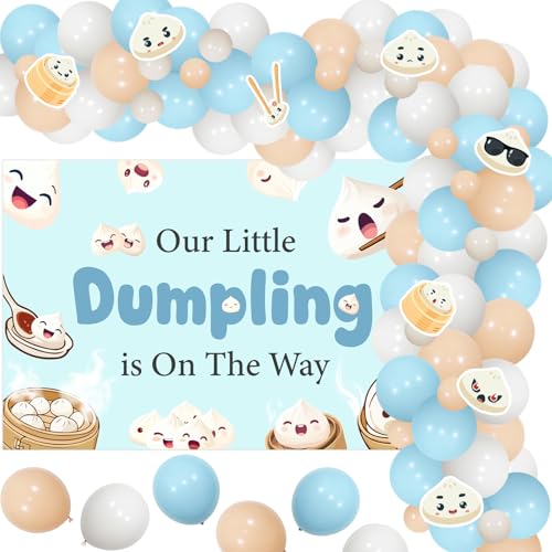 Funmemoir Little Dumpling Babyparty-Dekorationen – Unser kleiner Knödel ist auf dem Weg Hintergrund, Knödel-Papierkarten, Ballon-Girlanden-Bogen-Set für chinesische Lebensmittel, Babyparty Funmemoir Little Dumpling Babyparty-Dekorationen – Unser kleiner Knödel ist auf dem Weg Hintergrund, Knödel-Papierkarten, Ballon-Girlanden-Bogen-Set für chinesische Lebensmittel, Babyparty von Funmemoir