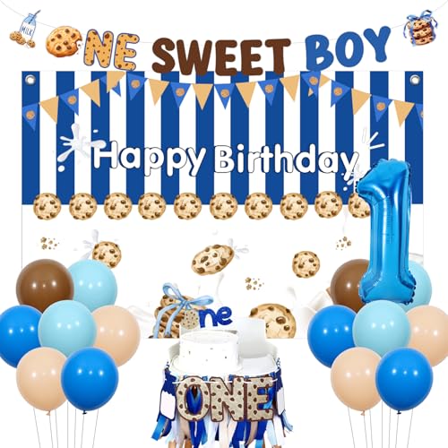 Funmemoir Milch und Kekse 1. Geburtstag Party Dekorationen für Jungen - One Sweet Boy Cookie Banner Hintergrund Hochstuhl Banner Kuchen Topper 1 Folienballon für Baby Boy First Birthday Party Supplies Funmemoir Milch und Kekse 1. Geburtstag Party Dekorationen für Jungen - One Sweet Boy Cookie Banner Hintergrund Hochstuhl Banner Kuchen Topper 1 Folienballon für Baby Boy First Birthday Party Supplies von Funmemoir