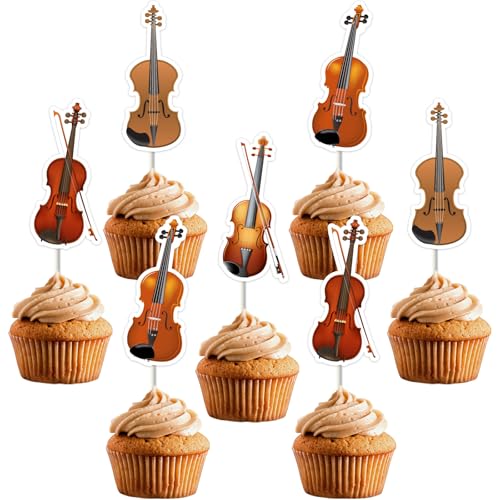 Funmemoir Party-Dekorationen mit Violinen-Motiv, 36 Stück, Geigen-Cupcake-Topper, doppelseitig bedruckt, Violinenkuchendekorationen für Musikinstrumente, Mottogeburtstag, Babyparty, Hochzeit Funmemoir Party-Dekorationen mit Violinen-Motiv, 36 Stück, Geigen-Cupcake-Topper, doppelseitig bedruckt, Violinenkuchendekorationen für Musikinstrumente, Mottogeburtstag, Babyparty, Hochzeit von Funmemoir