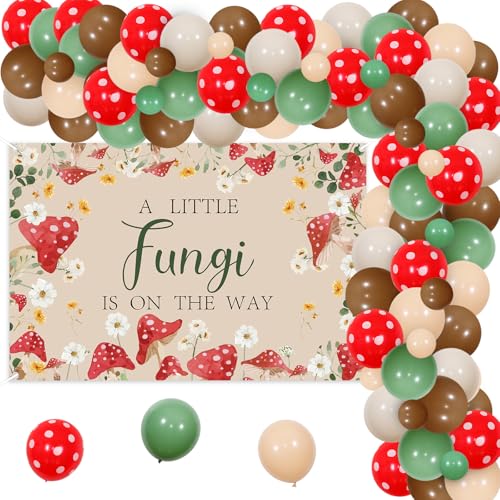 Funmemoir Pilz-Babyparty-Dekorationen - A Little Fungi Is On The Way Banner mit Ballongirlande für Frühling Sommer Garten Pilz-Themen-Babyparty Geschlecht Enthüllung Party Supplies Funmemoir Pilz-Babyparty-Dekorationen - A Little Fungi Is On The Way Banner mit Ballongirlande für Frühling Sommer Garten Pilz-Themen-Babyparty Geschlecht Enthüllung Party Supplies von Funmemoir