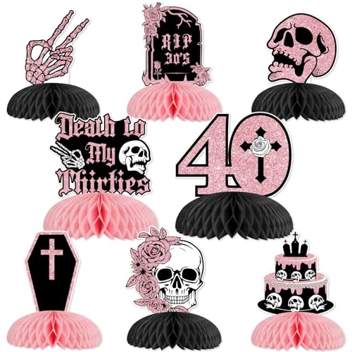 Funmemoir Rip Thirties Birthday Decorations - 8 PCS 40th Birthday Honeycomb Centerpieces, Rose Gold Gothic Beerdigung for My Youth 40th Death to My Thirties Rip 30s Decorations for Women Funmemoir Rip Thirties Birthday Decorations - 8 PCS 40th Birthday Honeycomb Centerpieces, Rose Gold Gothic Beerdigung for My Youth 40th Death to My Thirties Rip 30s Decorations for Women von Funmemoir