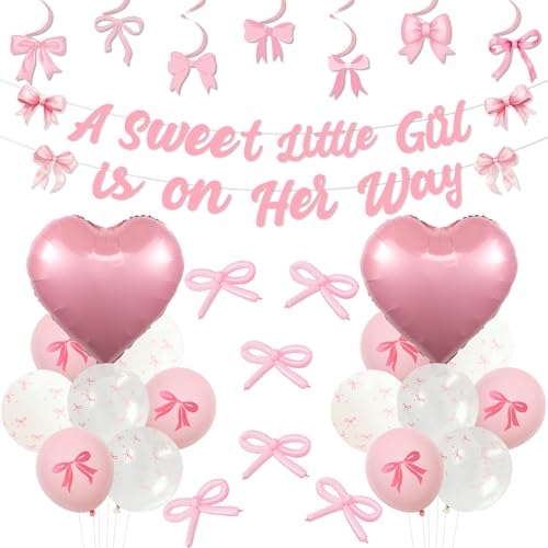 Funmemoir Rosa Schleife Baby Shower Dekorationen A Sweet Little Girl Is On Her Way Banner Spirale Hängende Dekorationen Bedruckte Ballons für Rosa Schleife Kokette Thema Baby Mädchen Dusche Dekor Funmemoir Rosa Schleife Baby Shower Dekorationen A Sweet Little Girl Is On Her Way Banner Spirale Hängende Dekorationen Bedruckte Ballons für Rosa Schleife Kokette Thema Baby Mädchen Dusche Dekor von Funmemoir