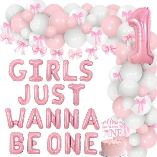 Funmemoir Rosa Schleife Erste Geburtstag Party Dekoration, Mädchen Just Wanna Be One Geburtstag Dekoration Banner Girlande Cake Topper Folienballon Girlande Bogen Kit für Kokette Fliege 1. Geburtstag Funmemoir Rosa Schleife Erste Geburtstag Party Dekoration, Mädchen Just Wanna Be One Geburtstag Dekoration Banner Girlande Cake Topper Folienballon Girlande Bogen Kit für Kokette Fliege 1. Geburtstag von Funmemoir