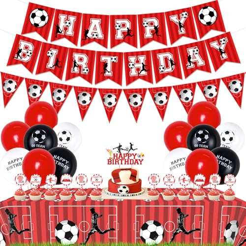 Funmemoir Rot und Weiß Fußball Geburtstag Dekorationen Rot Fußball Happy Birthday Banner Dreieck Flagge Banner Cupcake Kuchen Toppers Tischdecke für Jungen Fußball Fans Fußball Thema Geburtstag Funmemoir Rot und Weiß Fußball Geburtstag Dekorationen Rot Fußball Happy Birthday Banner Dreieck Flagge Banner Cupcake Kuchen Toppers Tischdecke für Jungen Fußball Fans Fußball Thema Geburtstag von Funmemoir