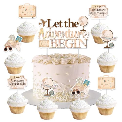 Funmemoir Vintage Reise-Party-Kuchenaufsatz-Set – Let the Adventure Begin, Bon Voyage, Travel Around the World, Thema Kuchendekoration für Geburtstag, Babyparty, Ruhestand, Abschiedsparty Funmemoir Vintage Reise-Party-Kuchenaufsatz-Set – Let the Adventure Begin, Bon Voyage, Travel Around the World, Thema Kuchendekoration für Geburtstag, Babyparty, Ruhestand, Abschiedsparty von Funmemoir