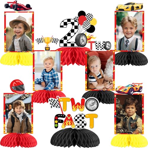 Funmemoir Zwei schnelle Geburtstagsparty-Dekorationen, 8 Stück, Rennauto-Foto-Waben-Mittelstücke für schwarz-rote Rennwagen, Let's Go Racing, zwei schnelle und neugierige Party-Dekorationen zum 2 Funmemoir Zwei schnelle Geburtstagsparty-Dekorationen, 8 Stück, Rennauto-Foto-Waben-Mittelstücke für schwarz-rote Rennwagen, Let's Go Racing, zwei schnelle und neugierige Party-Dekorationen zum 2 von Funmemoir