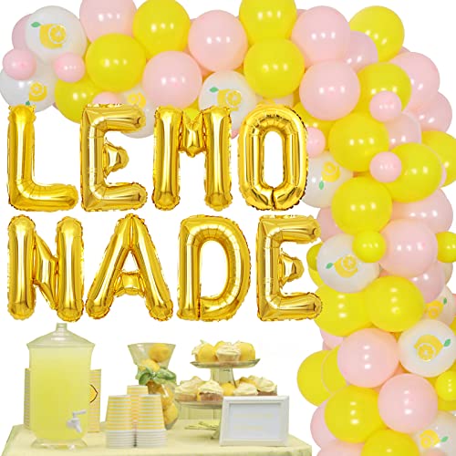 Limonade Partydekoration für Mädchen, Rosa und Gelbe Ballon Girlande Kit mit Limonade Folienballon, Sommer Zitronen Partydekorationen für 1. Geburtstag, Brautparty, Babyparty von Funmemoir