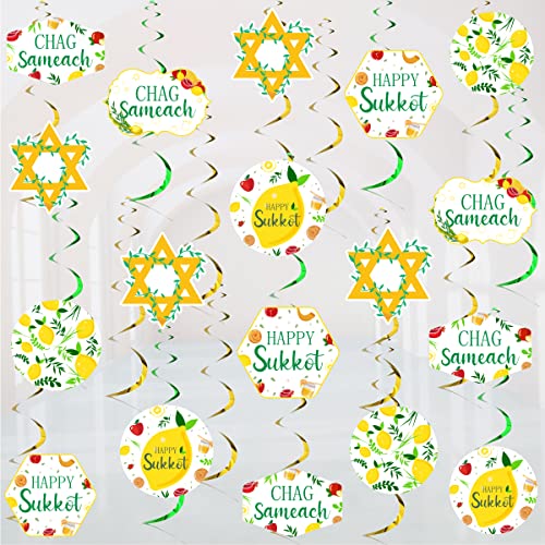 Sukkot Dekorationen – Happy Sukkah hängende Wirbel, Chag Sameach Party Wirbel, Sukkah jüdische Urlaubsdekoration – insgesamt 24 Stück von Funmemoir