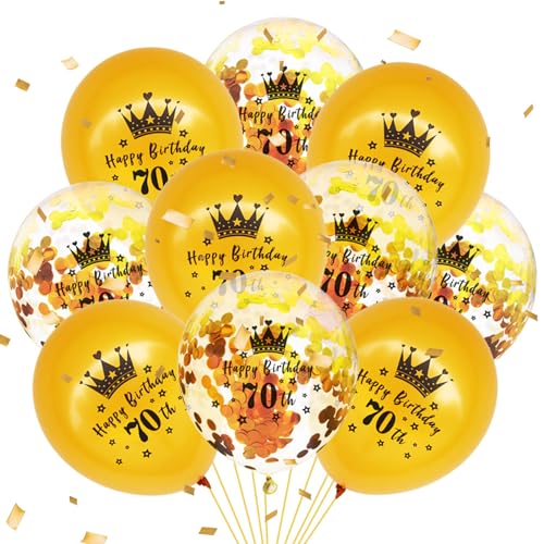 Luftballons zum 70. Geburtstag, Dekoration für Damen und Herren, Gold-Konfetti-Ballons, Partyzubehör zum 70. Geburtstag, Dekoration, Zubehör (20 Stück, 30,5 cm) von Funmilies