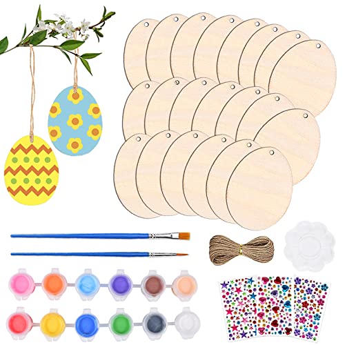 50 Stück Ostereier Holz Anhänger zum Bemalen mit Schnur, Holz Ostereier zum Bemalen, Ostern Basteln Holz Anhänger, Ostern Holz Ornamente, Strass Selbstklebend DIY Basteln, Farbpalett & Bemalen Set 50 Stück Ostereier Holz Anhänger zum Bemalen mit Schnur, Holz Ostereier zum Bemalen, Ostern Basteln Holz Anhänger, Ostern Holz Ornamente, Strass Selbstklebend DIY Basteln, Farbpalett & Bemalen Set von Funmo