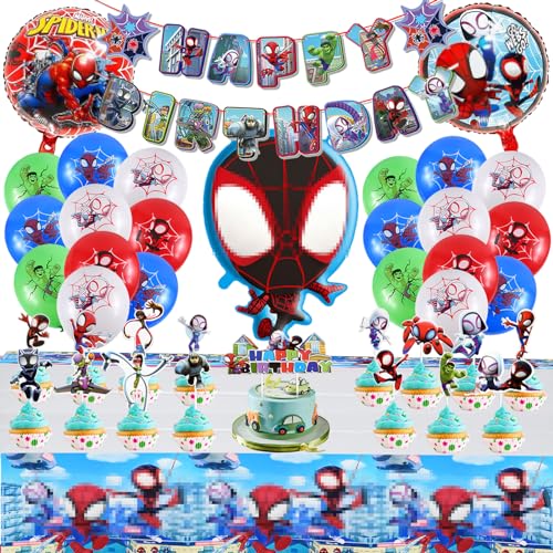 Funmo Geburtstagsdeko Themed Party Set,Geburtstagsbanner,Tischdecke und Luftballon Thema Luftballons,Folienballon,Latexballon,Mädchen Junge Geburtstags Party Dekorations Zubehör von Funmo