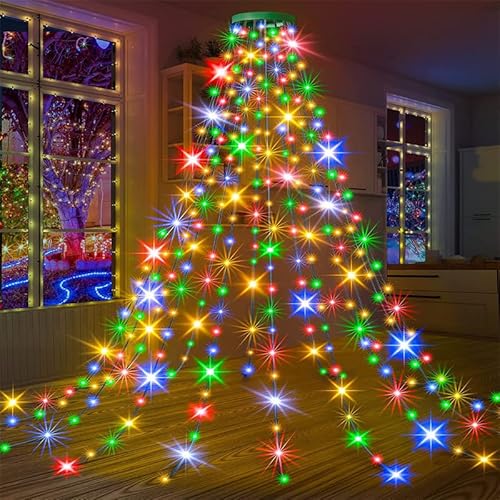 Funmo LED Lichterkette Weihnachtsbaum, Hristbaumbeleuchtung mit Ring, Weihnachtsbaum Lichter Wasserfall, Weihnachtsbaum Wasserfall, Weihnachtsbaum Lichterkette, für Weihnachtsdeko Außen Innen Funmo LED Lichterkette Weihnachtsbaum, Hristbaumbeleuchtung mit Ring, Weihnachtsbaum Lichter Wasserfall, Weihnachtsbaum Wasserfall, Weihnachtsbaum Lichterkette, für Weihnachtsdeko Außen Innen von Funmo