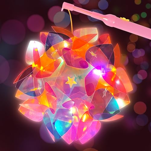 Funmo Laternenstab Kinder, Tragbare Laterne für Kinder, DIY Selbstgebaute Laterne, Laterne Multicolor Laternen Bastelset für Feste, Geburtstage, Partys, Halloween, Weihnachten, Geburtstage (Rosa) von Funmo