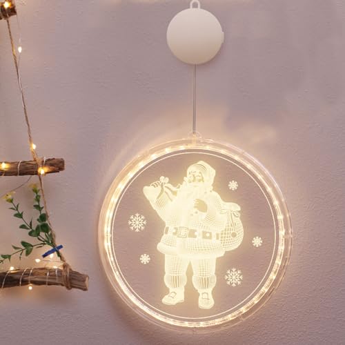 Funmo Weihnachten Dekorative Fenster Licht Warmweiß Hängende Weihnachtsbeleuchtung 3D Weihnachtsmann Hintergrund Weihnachtsdeko Lichter für Innen Weihnachtsfeier Party für Innen Außen Funmo Weihnachten Dekorative Fenster Licht Warmweiß Hängende Weihnachtsbeleuchtung 3D Weihnachtsmann Hintergrund Weihnachtsdeko Lichter für Innen Weihnachtsfeier Party für Innen Außen von Funmo