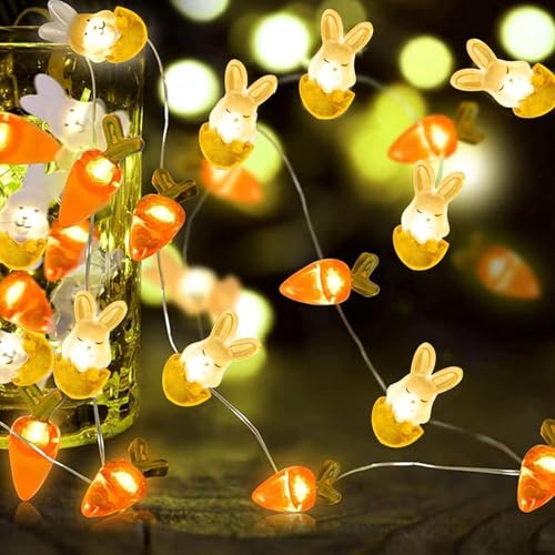 Hasen Lichterkette 5m, Ostern Lichterkette, Bunny Karotte Led Osterbeleuchtung, Osterdekoration Lichterkette, Led Osterbeleuchtung, Osterdeko Innen für Party garte von Funmo
