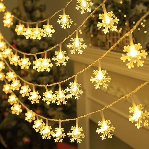 Led Lichterketten Schneeflocke, 6M 40 LED Licht Batteriebetriebene, Weihnachten Schneeflocke Lichterketten, Weihnachtsdeko Aussen Innen für Garten Camping Weihnachten Dekoration Led Lichterketten Schneeflocke, 6M 40 LED Licht Batteriebetriebene, Weihnachten Schneeflocke Lichterketten, Weihnachtsdeko Aussen Innen für Garten Camping Weihnachten Dekoration von Funmo