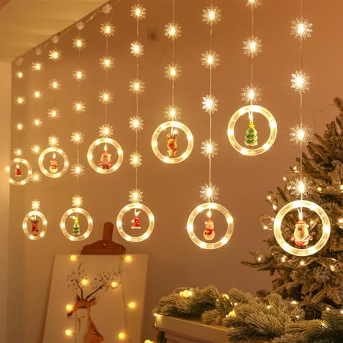 Lichtervorhang Weihnachten Fenster, 3x0,65M Lichterkettenvorhang LED Lichterkette 8 Modi USB Weihnachtsbeleuchtung Stimmungslichter Fenster Weihnachten Feiertage Fensterdeko Dekobeleuchtungkette Innen Lichtervorhang Weihnachten Fenster, 3x0,65M Lichterkettenvorhang LED Lichterkette 8 Modi USB Weihnachtsbeleuchtung Stimmungslichter Fenster Weihnachten Feiertage Fensterdeko Dekobeleuchtungkette Innen von Funmo