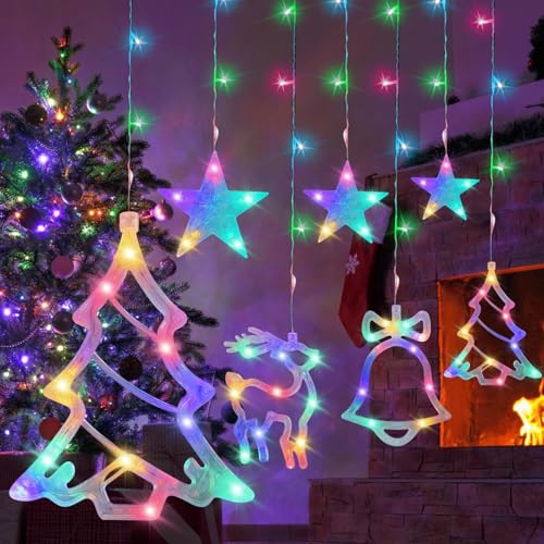 Lichtervorhang Weihnachten Fenster,LED Lichtervorhang,Weihnachtsbeleuchtung,Led Sterne Lichterkette, Ip44 Wasserdicht für Weihnachtendeko,für Weihnachtsdekofür Weihnachten Party Innen und außen Deko Lichtervorhang Weihnachten Fenster,LED Lichtervorhang,Weihnachtsbeleuchtung,Led Sterne Lichterkette, Ip44 Wasserdicht für Weihnachtendeko,für Weihnachtsdekofür Weihnachten Party Innen und außen Deko von Funmo