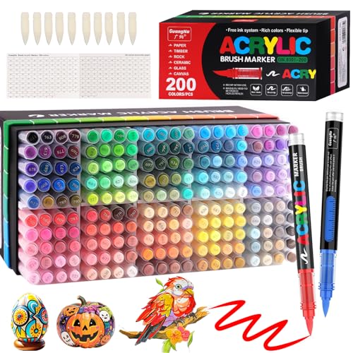 Funnasting 200 Farben Acrylstifte, Pinselspitze Acrylic Marker, Acryl Marker für Malen, Glas, Stoff, Ei, Steinmalerei und DIY-Handwerksartikel Funnasting 200 Farben Acrylstifte, Pinselspitze Acrylic Marker, Acryl Marker für Malen, Glas, Stoff, Ei, Steinmalerei und DIY-Handwerksartikel von Funnasting